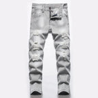 Jeans Boys Straight Ripped Children Washed Distressed Pockets Stretch Casual Denim Trousers Big Kids Streetwear 2025 Hole Pants PlatiNum