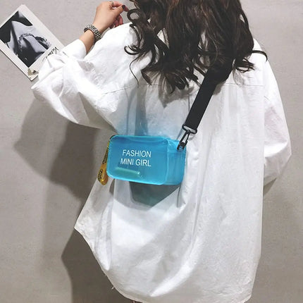 Borsa a Tracolla Trasparente con Effetto Laser per Donne, Mini Borsa Messenger alla Moda in PVC Colorato, Piccola Borsa Tote