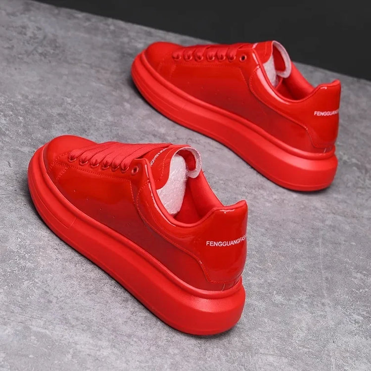 Brand Men's Shoes Black Glossy Casual Men Shoes White Fashion Couple Sneakers Man Shoes for Men