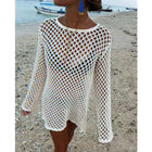 Abito Estivo Casual a Maniche Lunghe con Collo Tondo, Stile Spiaggia, Copricostume Traforato con Design Semplice e Aderente platinumshop