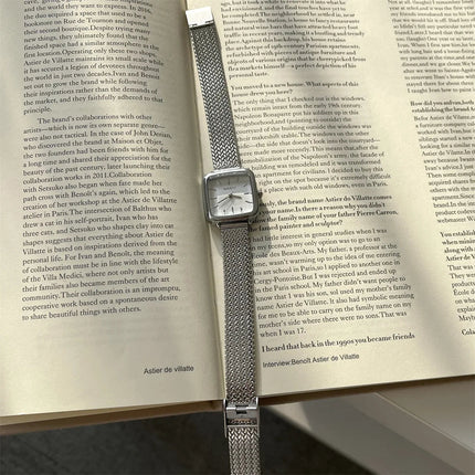Orologio al quarzo semplice di marca per donna Orologi da donna regalo di lusso retrò Orologi da polso con cinturino in acciaio inossidabile regolabile con quadrante piccolo platinumshop