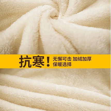 Men's Casual Wool Lined Thickened Hooded Set Fashionable Warm Sweatshirt Jacket Trendy Autumn Winter Men 2 Piece