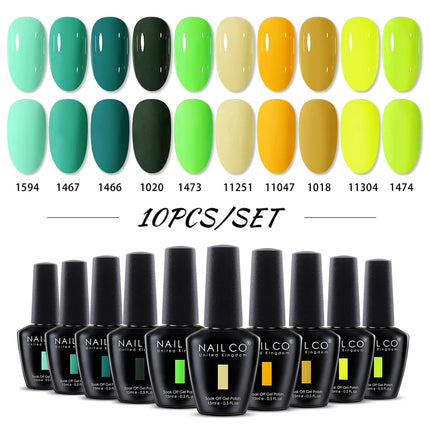 NAILCO 15ml Green Blue Series UV Nail Gel Polish Blue Colors UV&LED Gel Varnish Red Soak Off Semi Permanent LED Nail Gel Varnish
