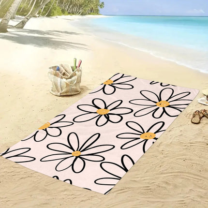 Asciugamano da spiaggia grande bohémien da 1 pezzo, telo da bagno stampato con fiori a righe, nuoto all'aperto, vacanze, telo da mare da campeggio