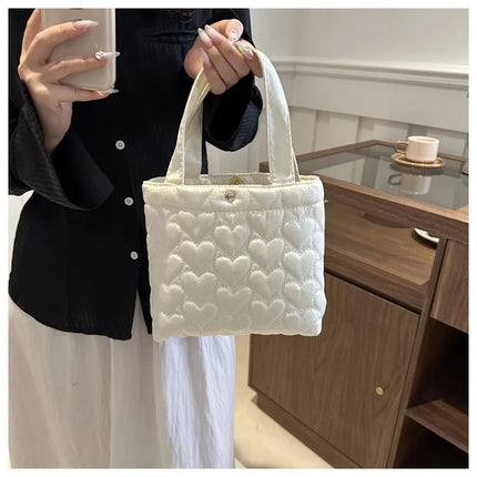 Puffer Shoulder Bag for Women Soft Down Cotton Padded Tote Handbag Purse Quilted Cross Body Bag Solid Color Bubbles Cloud Bag PlatiNum