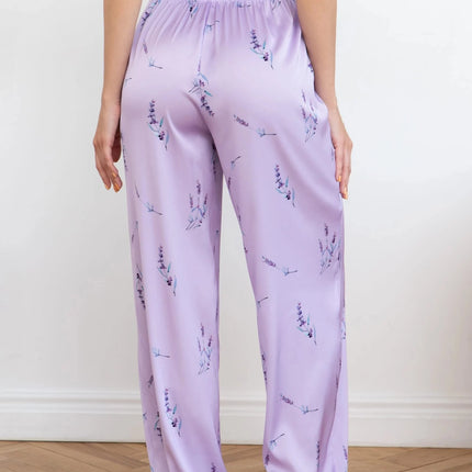 Nuovo pigiama di seta in raso per le donne Set di indumenti da notte con stampa floreale Sexy scollo a V senza maniche Top da notte Pigiama Abbigliamento per la casa Pigiama