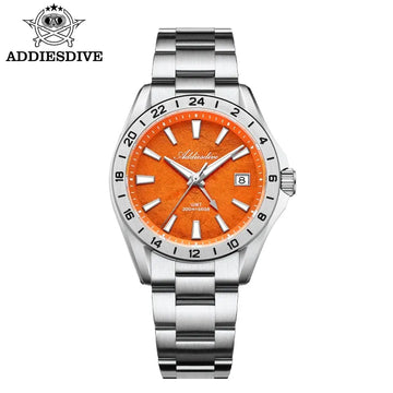 ADDIESDIVE New Men's Watch GMT 200m Waterproof Sapphire Quartz Wristwatch Stainless Steel Sport 38mm Divers Watch AD2548 Reloj