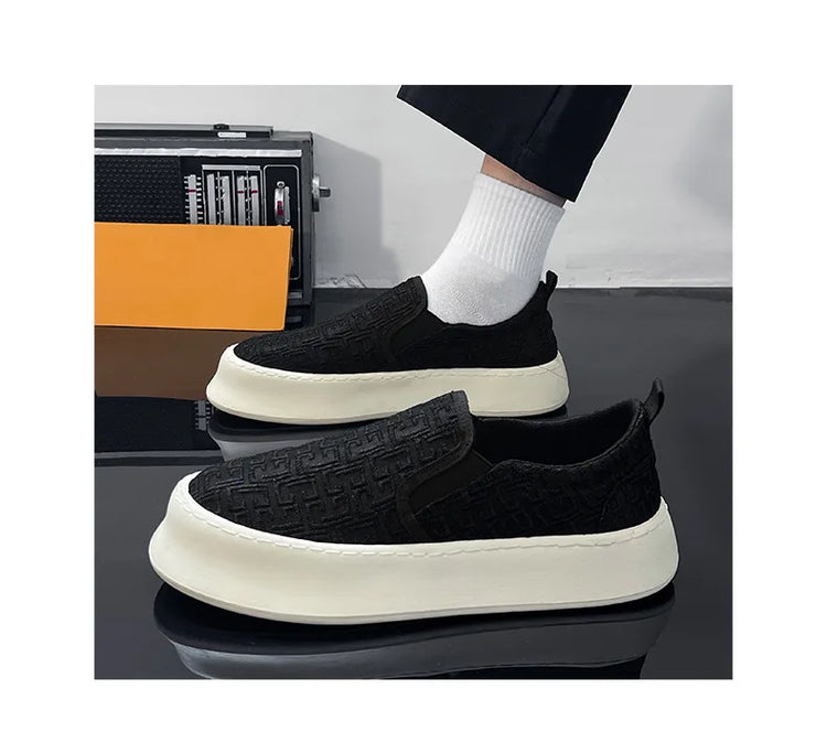 2025 Autumn New Fashion Shallow Mouth Casual Canvas Shoes for Men Breathable Comfortable Niche Design Versatile Chunky Sneakers