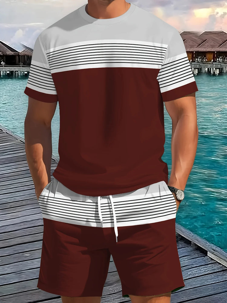 2026 Set da due pezzi casual da uomo di nuovo arrivo estivo 2026 Camicia a maniche corte con stampa