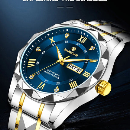 BANGWEI Orologio da donna elegante e lussuoso al quarzo, orologio da polso classico e semplice in acciaio inossidabile, con data automatica, impermeabile, con diamanti platinumshop