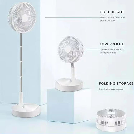 Ventilatore portatile ricaricabile Mini pavimento telescopico pieghevole Ventilatore estivo a basso rumore Raffreddamento per scrivania da ufficio per camera da letto domestica