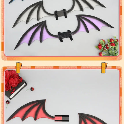New Handmade Simulation Plush Furry Bat Ears Devil Sweetheart Halloween Bat Cosplay Pros Night Party Animals Hair Band Bat Wing