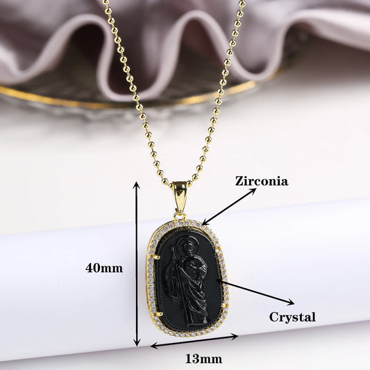 Oro/argento vendita calda stile religioso placcato oro St. Jude zircone collana pendente personalizzato per uomo donna regalo gioielli festa