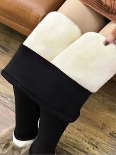 Winter Thicken Warm Leggings Women Lamb Cashmere Joggers High Waist Fleece Elastic Tights Warm Tights Pants Slim Velvet Legging