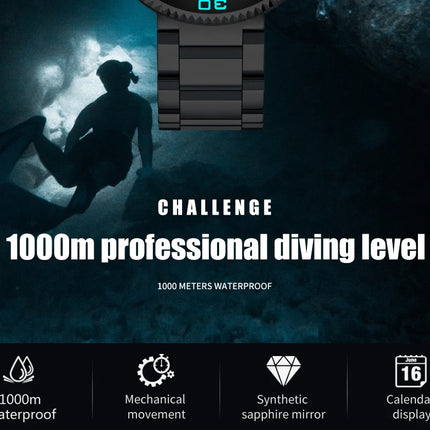 ADDIESDIVE Men's Automatic Mechanical Watch Sapphire Glass Super Luminous Watches Stainless Steel Hombre 100Bar Waterproof