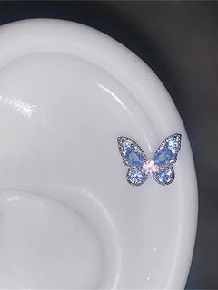 1pcs Silver Color Wing 316L Stainless Steel Ear Bone Nail for Women New Fashion Full of Rhinestone E