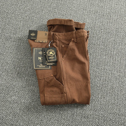2025 Spring and Autumn New American Retro Heavyweight Patchwork Cargo Pants Men's Fashion Multi-pocket Casual Loose Trousers