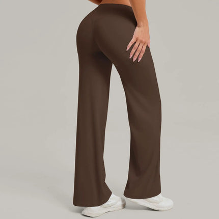 Women's Pilates Yoga Pants Sports Fitness Flared Peach Hip-lifting Leggings Outdoor Workout Training Running Casual Trousers PlatiNum