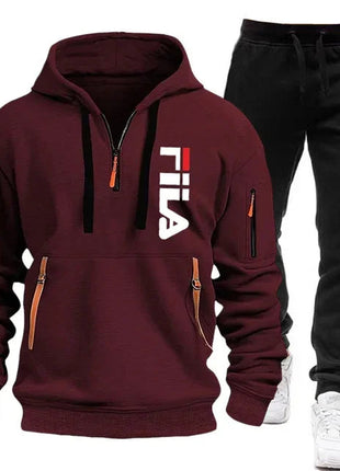 Autumn and winter hot selling men's hooded sweatshirt+casual pants two-piece outdoor multi pocket pullover and sports pants set PlatiNum