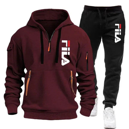 Autumn and winter hot selling men's hooded sweatshirt+casual pants two-piece outdoor multi pocket pullover and sports pants set PlatiNum