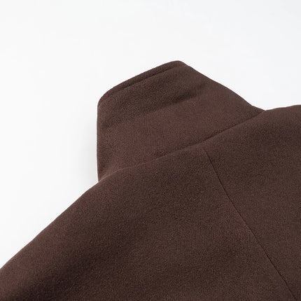 5 Colors New Autumn High Collar Woolen Cape Coat Tie Bow Sashes Long Bat Sleeve Front Buttons Cloak Shawl Jacket Loose Outerwear
