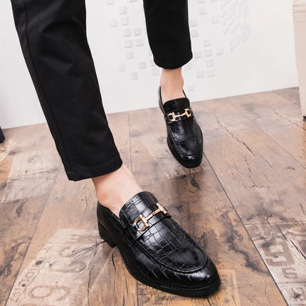 Scarpe Casual in Pelle da Uomo, Mocassini di Design con Fibbia Metallica, Scarpe Eleganti da Uomo per Affari, Nuove Scarpe di Lusso in Pelle