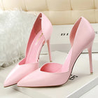 Donne di estate 10.5 centimetri Tacchi Alti Pompe di Pelle Femminile Escarpins Elegante Dolce Giallo Rosa Stiletto Della Signora Tacchi Da Sposa Scarpe Cave