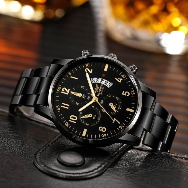 Orologio da uomo di lusso da 1 pezzo, calendario aziendale alla moda, orologio da cintura in acciaio da uomo, regalo di Natale per San Valentino platinumshop