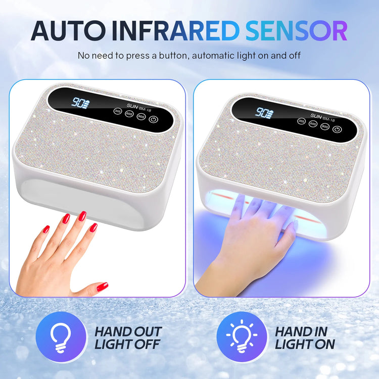 168W Rechargeable UV LED Nail Lamp Professional Dryer Cordless Gel Polish Drying Lamp For Manicure