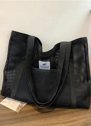 Borsa tote da donna in rete trasparente, borsa a tracolla portatile alla moda multifunzionale per lo shopping, viaggi, spiaggia estiva