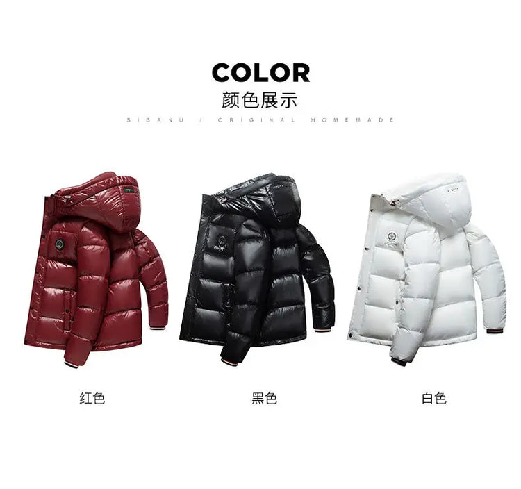 Men Down Jacket 2025 Trendy White Duck Down Thick Cold Proof Warm Hooded Pike Coat Outdoor Casual Winter Zipper Puffer Jacket