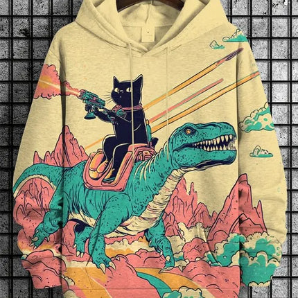 2026 Men's Hoodies Funny Cat Dinosaur UFO Art 3D Printed Cartoon Sweatshirt Men Women Tracksuit Oversized Casual Street Y2k Coat