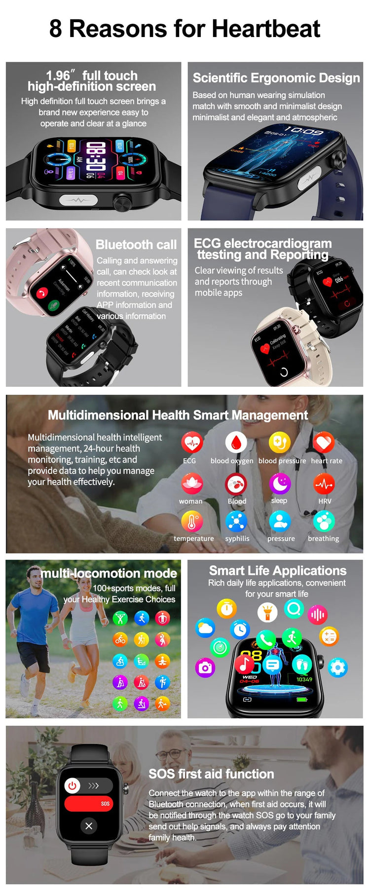 2025 Nuovo AI Diagnosi Lipidi nel sangue Acido urico Test di composizione corporea Smart Watch per uomo ECG + PPG Chiamata Bluetooth Salute Smartwatch platinumshop