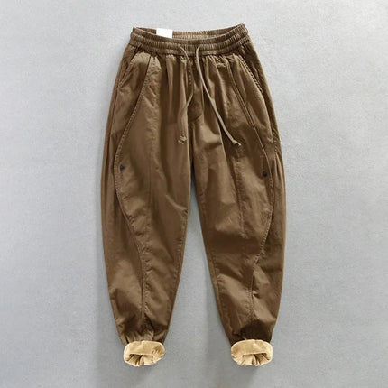 Winter New Thickened 100% Cotton Cargo Velvet Men's Winter Pants Comfortable Soft Keep Warm Retro Street Trousers  AZ640