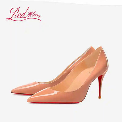 Tacchi da donna Colore nudo Tacco alto elegante da donna Scarpe nere di lusso donna 2025 Fondo rosso lucido Punta a punta Party Ladies Women platinumshop