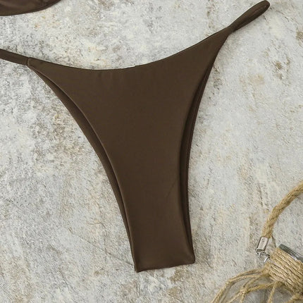 Costume da Bagno da Spiaggia alla Moda, Set Bikini a Perizoma per Donna, Sexy Costume da Bagno a Triangolo con Lacci, Due Pezzi, Stile Brasiliano, Tinta Unita platinumshop