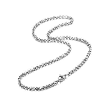 1Pc Width 3mm Stainless Steel Round Pearl Chain Necklace Bracelet Anklet  3 Colors PlatiNum