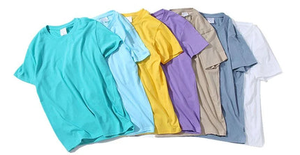 100% Cotton T-shirt Men Women Solid Color O-Neck Short Sleeve Top Summer Korean Loose Half Sleeve T-shirt Unisex M-4XL
