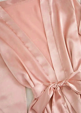 Pigiama da notte in raso da donna Set pigiama rosa Lingerie sexy Accappatoio Patchwork di pizzo Abito da notte in seta Pantaloni Indumenti da notte vestiti per la casa