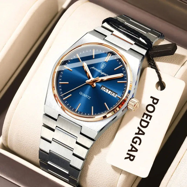 POEDAGAR Orologio da donna alla moda Orologio da polso da donna di lusso luminoso impermeabile in acciaio inossidabile Data settimana Orologi al quarzo da donna Reloj platinumshop