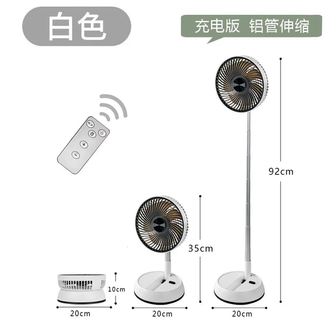 Ventilatore pieghevole portatile 6000mAh Dispositivo di raffreddamento dell'aria con telecomando USB Ventilatore da pavimento wireless ricaricabile silenzioso per la casa all'aperto
