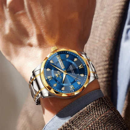 OLEVS Orologio da uomo al quarzo originale Orologio da uomo di lusso con calendario aziendale alla moda in acciaio inossidabile Orologio da specchio a forma impermeabile platinumshop