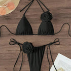 Bikini Sexy con Fiori 3D e Lacci Sulla Schiena, Costume da Bagno Femminile Due Pezzi, Set Bikini, Abbigliamento da Spiaggia, Taglie S-L PlatiNum