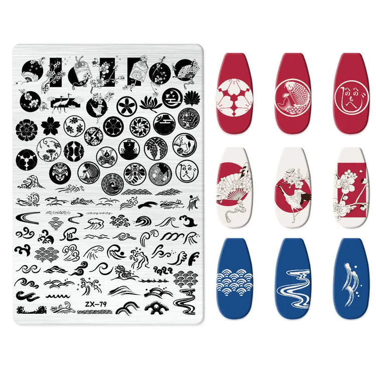 Flowers Love Nail Stamping Newspaper Splice Theme Irregular Stamping Plates Letter Nail Art Printing Stencil Tool Big Size Tools