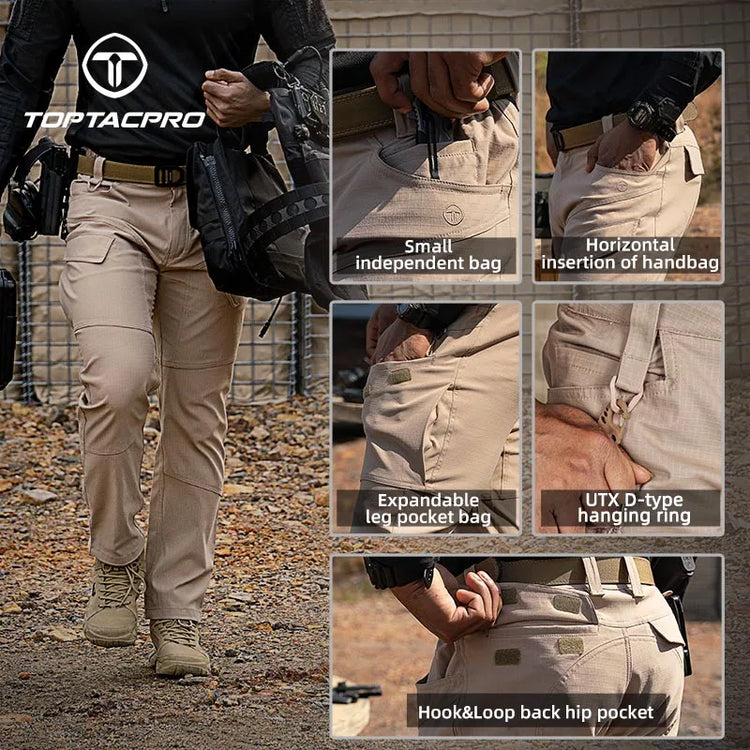 TOPTACPRO Men's Flex Ripstop Water-Resistant Lightweight Stretch Cargo Trousers for EDC Outdoor Work Hiking 8201