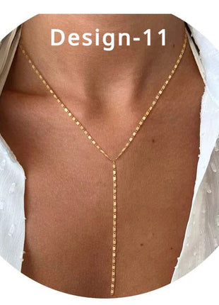 Lariat Gold Necklace for Women Teen Girls Mom, Dainty Long Necklace 14k Gold Plated STAINLESS STEEL Y-Shaped Pendant Necklaces PlatiNum