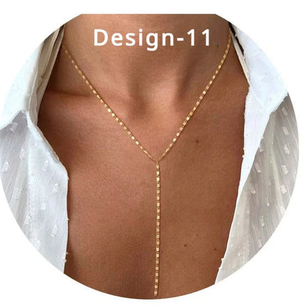 Lariat Gold Necklace for Women Teen Girls Mom, Dainty Long Necklace 14k Gold Plated STAINLESS STEEL Y-Shaped Pendant Necklaces PlatiNum