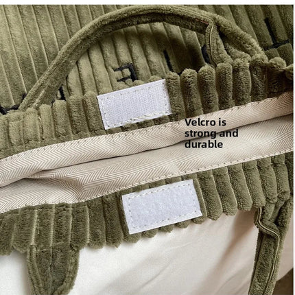 Large Capacity Striped Velvet Handbag Shoulder Bag for Woman Handbags Crossbody Bags, Versatile Letter Corduroy Women's Tote Bag PlatiNum