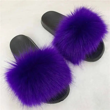 Fluffy Slippers for Women Soft Faux Fur Women's Summer Slippers Stylish Open Toe Sandals Comfy Fuzzy Indoor Outdoor Beach Shoes