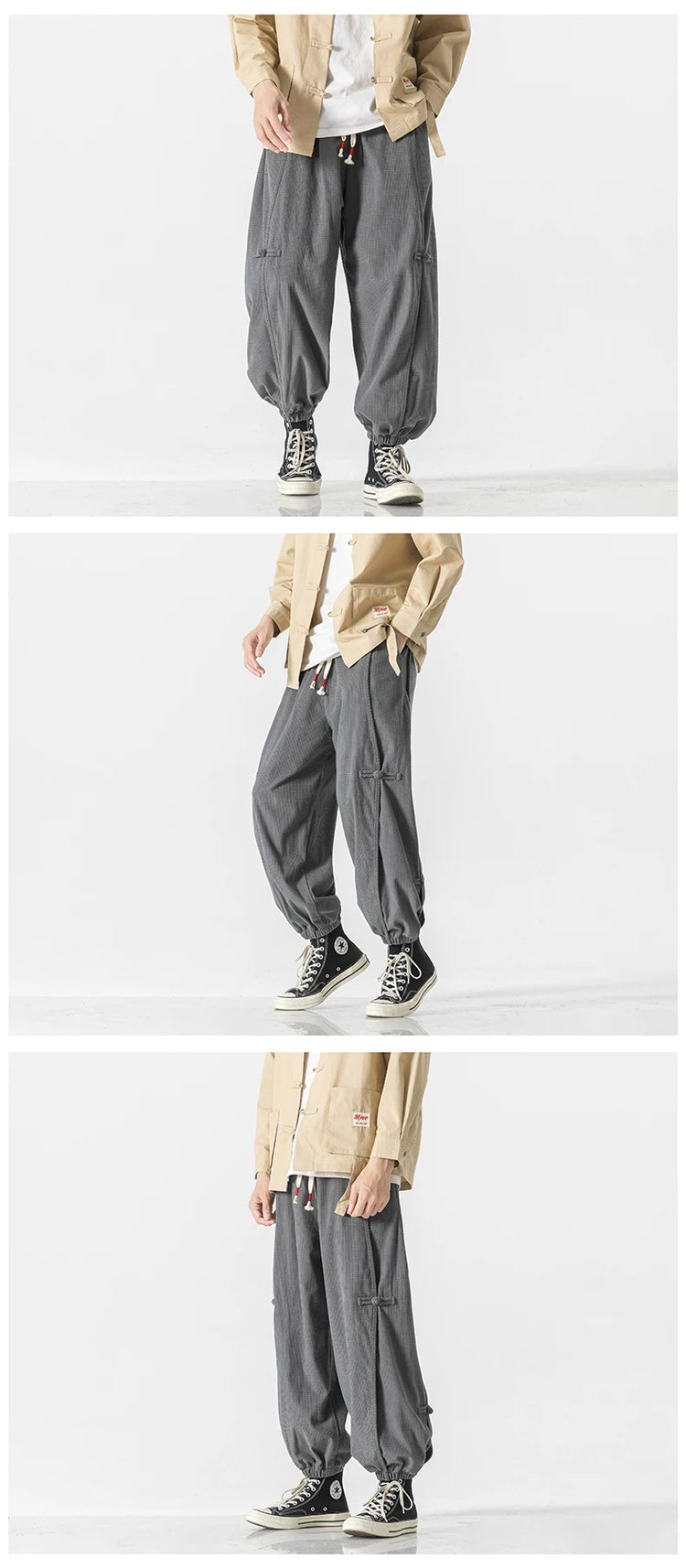 Pantaloni da uomo caldi di vendita autunno stile cinese pantaloni larghi larghi vintage moda uomo pantaloni lanterna con coulisse Harajuku solidi